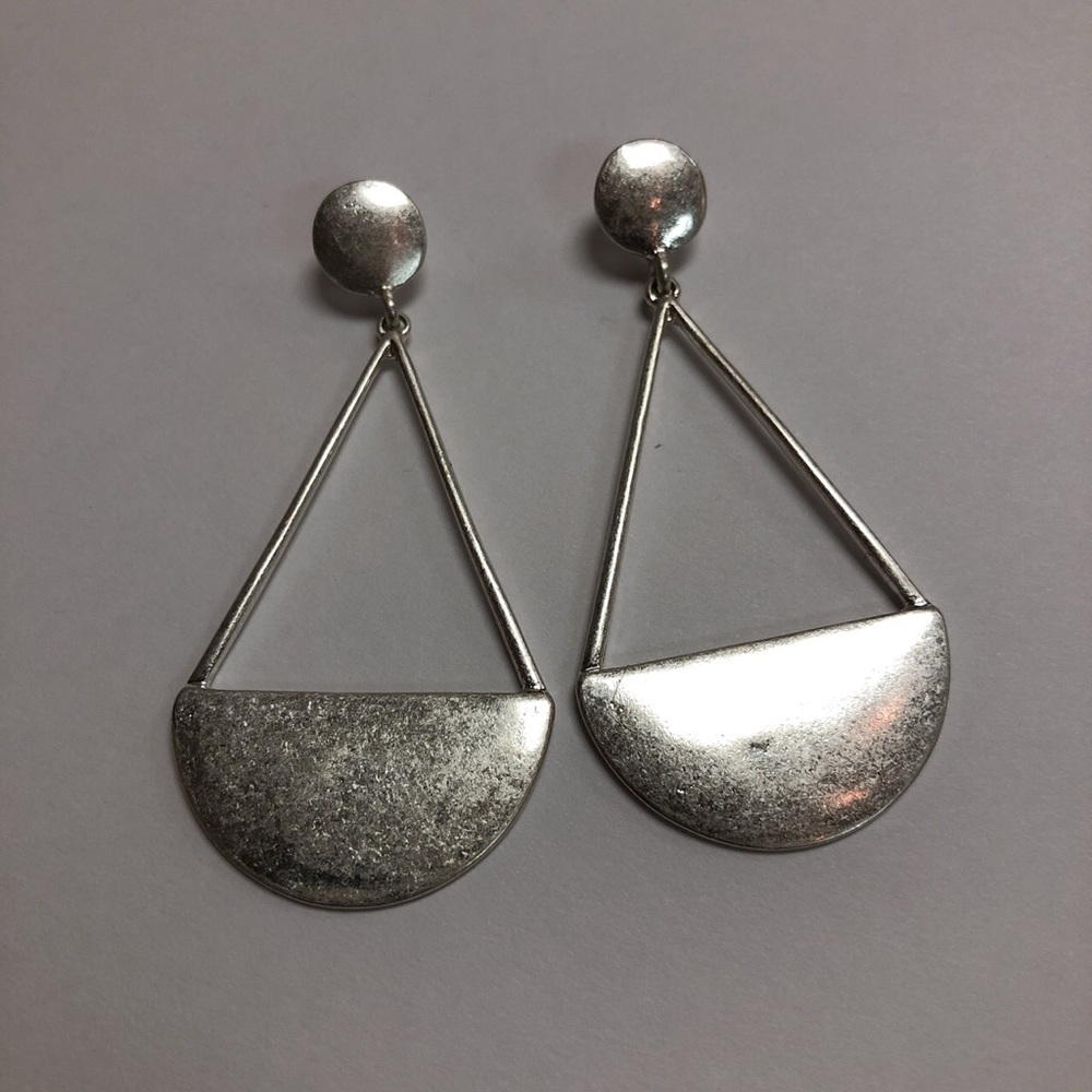 *SALE*New Matte Silver Half Moon Drop Earrings